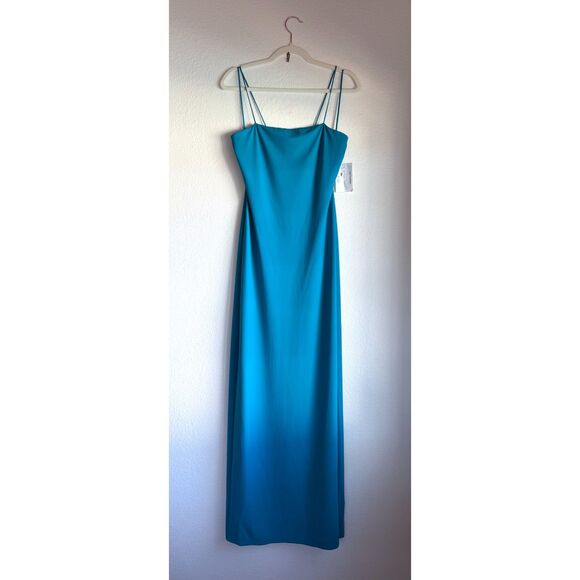 NWT Alice + Olivia Nelle Spaghetti Strap Cut Out Back Maxi Dress in Ocean Blue 6 - Picture 5 of 14
